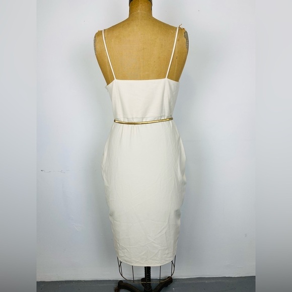Ark & Co Cocktail Dress with Gold Accents, Large, Cream Mini Dress with Belt - Picture 3 of 16